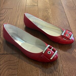 MICHAEL Michael Kors Chili Calder Ballet Flats with Silver Buckles, size 8.5